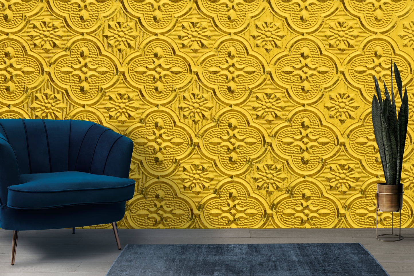 Luxury gold window glass pattern wallpaper for wall