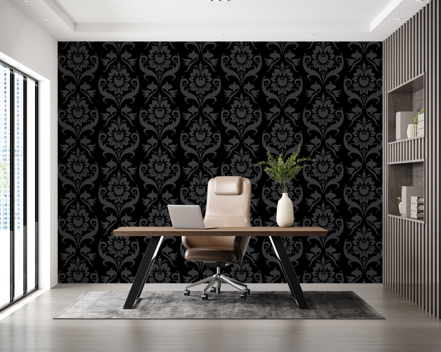 Seamless damask pattern gray