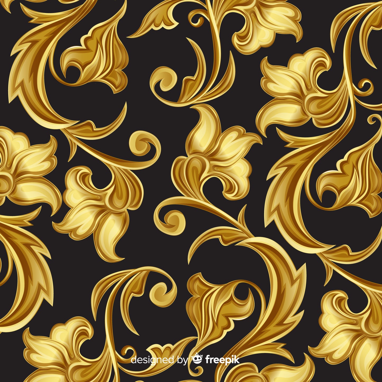 Golden ornamental floral decorative background wallpaper for wall