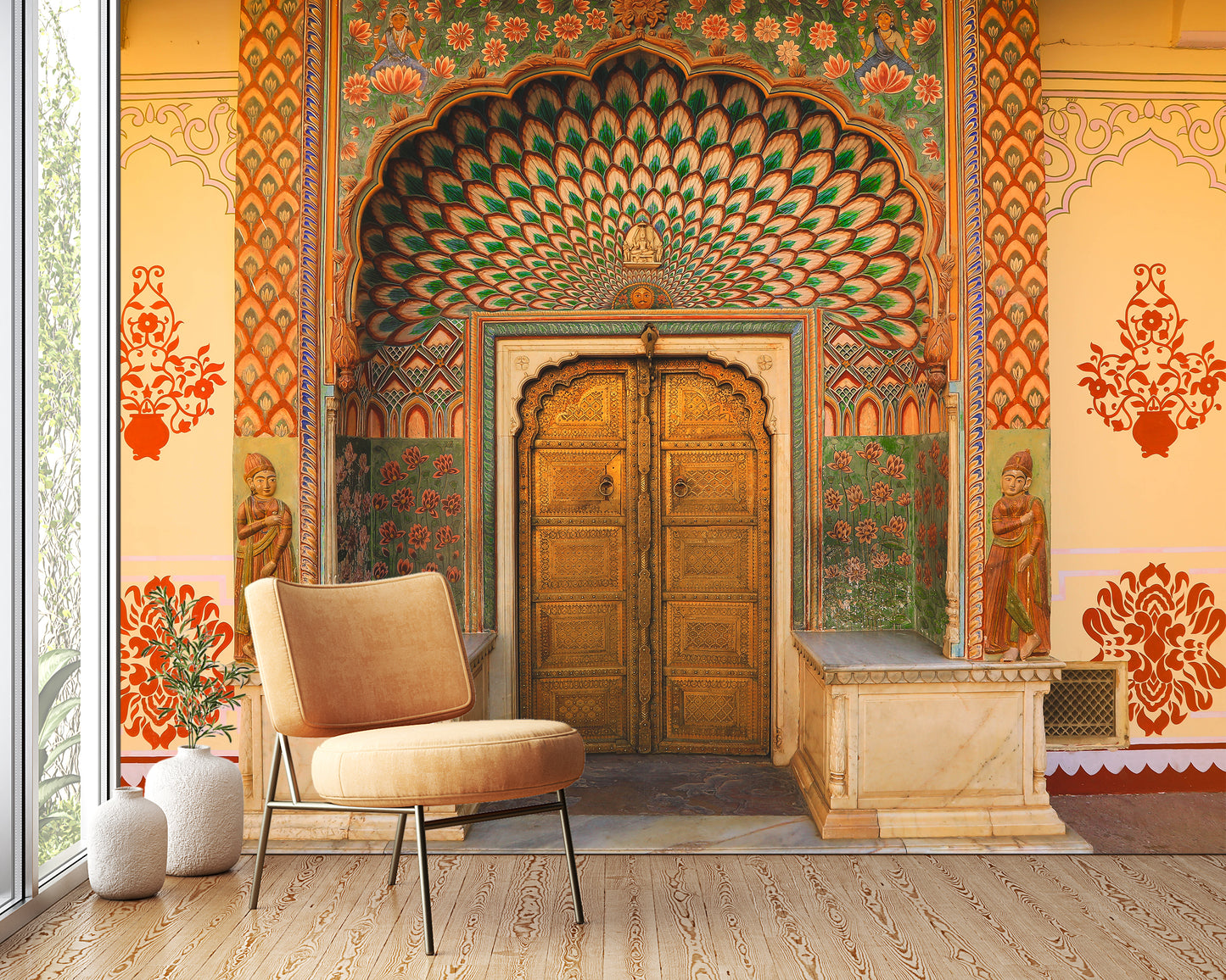 lotus gate door pink city-city palace jaipur india