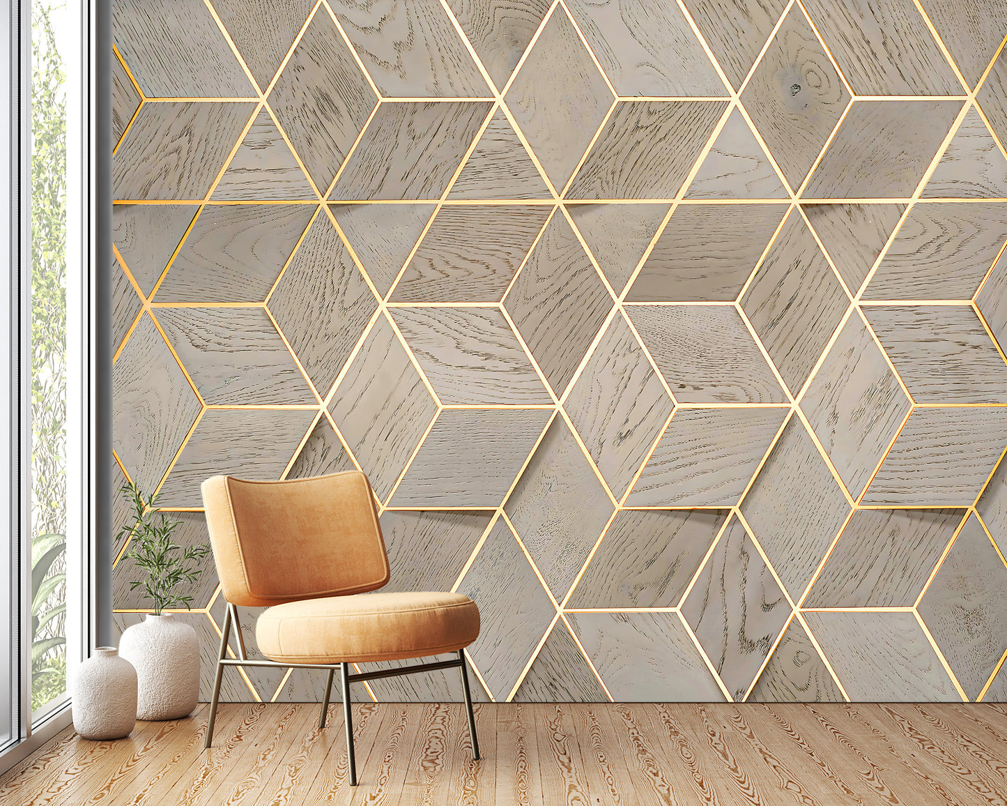 wallpaper 3d classic wood panel geometric tile