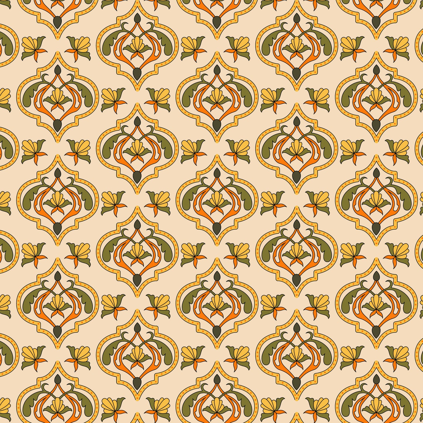 hand drawn-Persian carpet pattern design