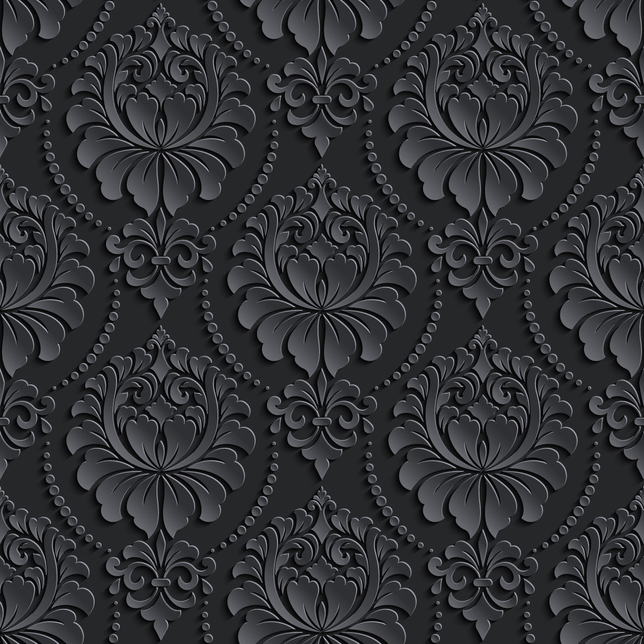 Black floral designer wallpaper