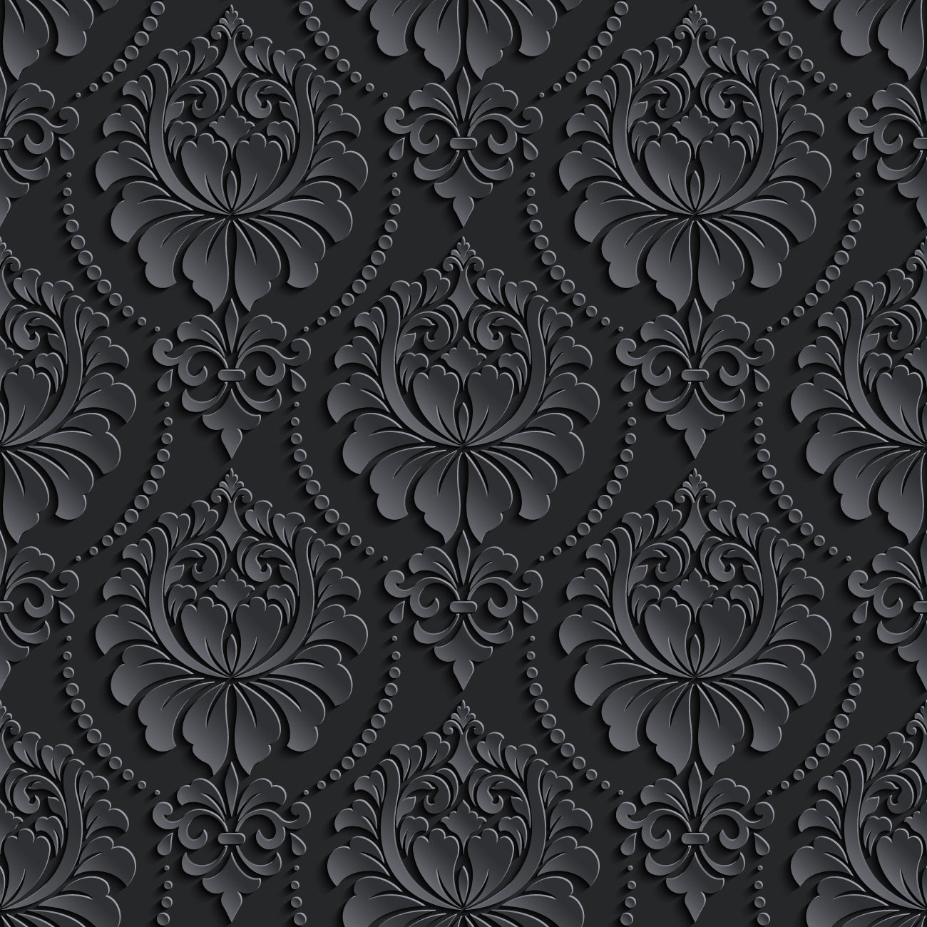 Black floral designer wallpaper