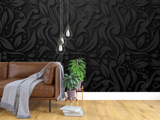 Black flower design wallpaper for wall