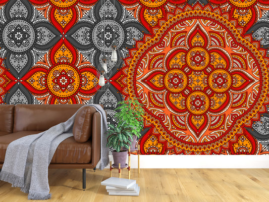 Abstract mandala seamless pattern wallpaper for wall