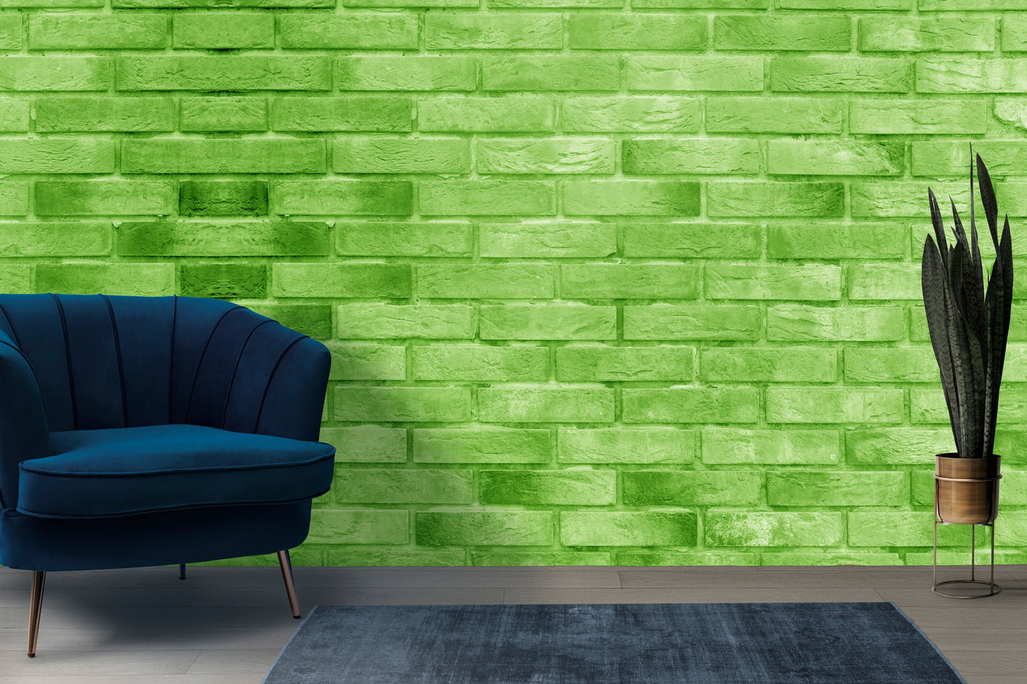 Photo green brick building wall. interior of a modern loft. background for design wallpaper for wall