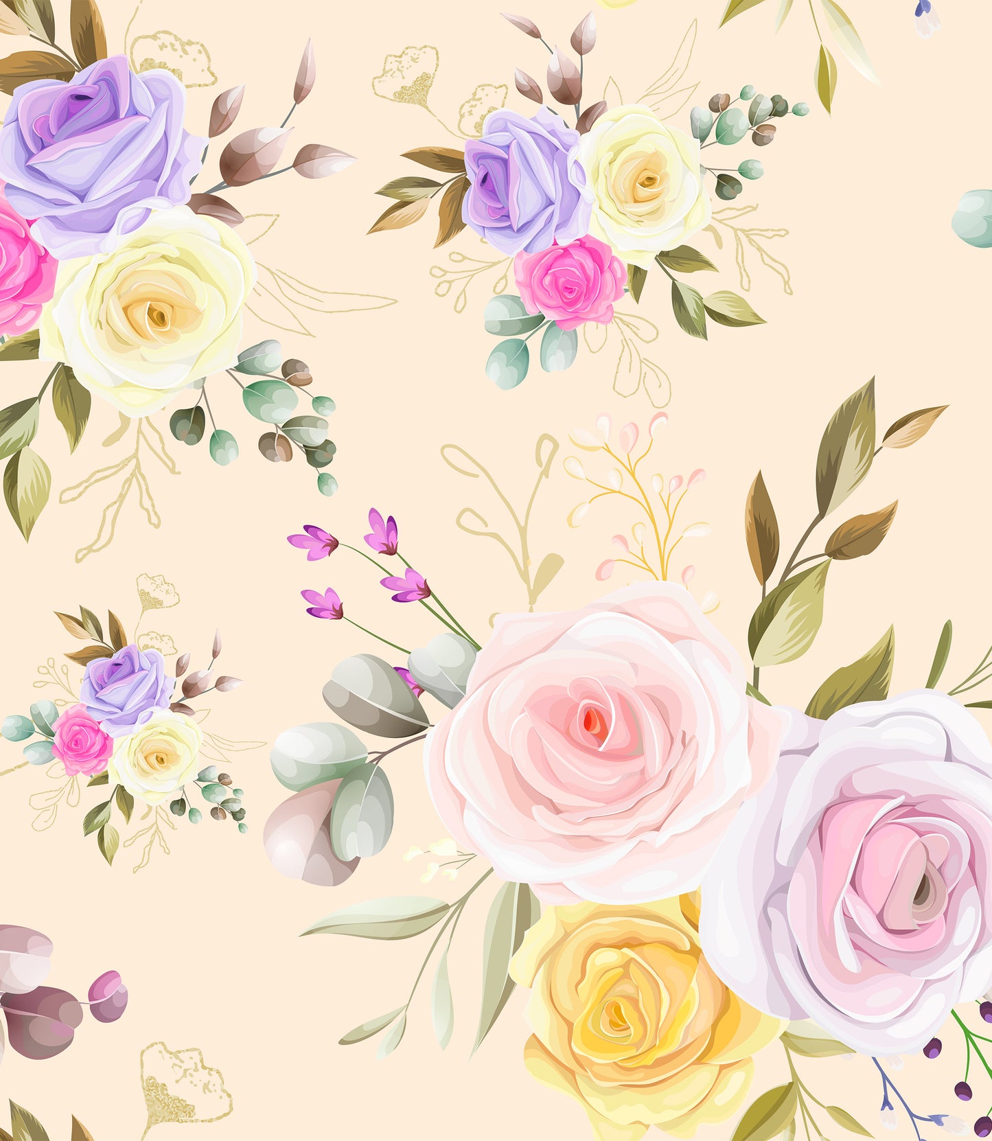 seamless pattern beautiful flower leaves design