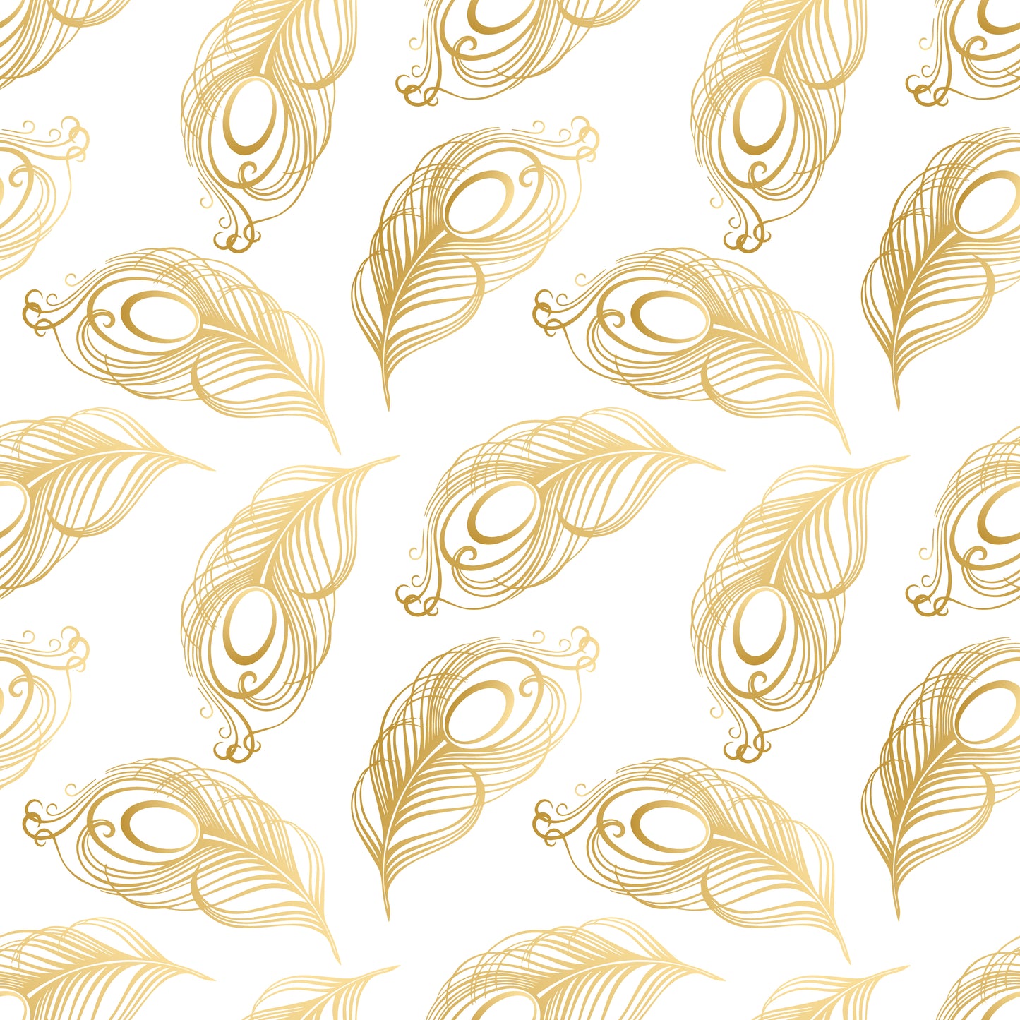 seamless pattern golden peacock feathers white wallpaper print textile