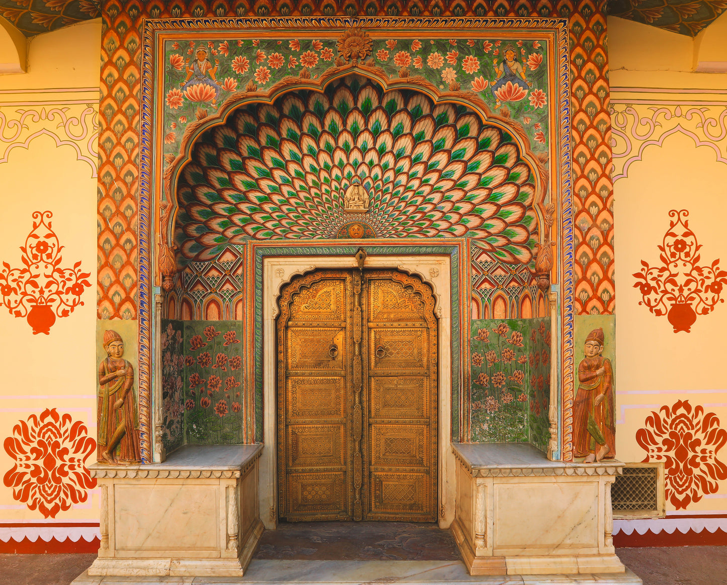 lotus gate door pink city-city palace jaipur india
