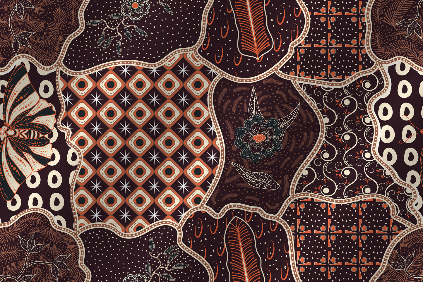 Asian traditional batik abstract pattern sekar jagad pattern
