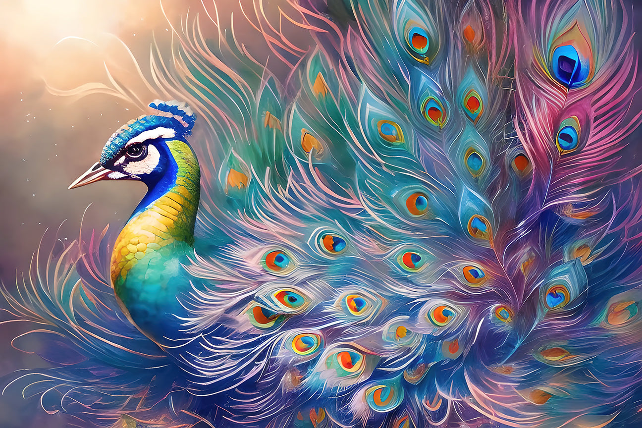 watercolor-peacock-with-feathers-close-view