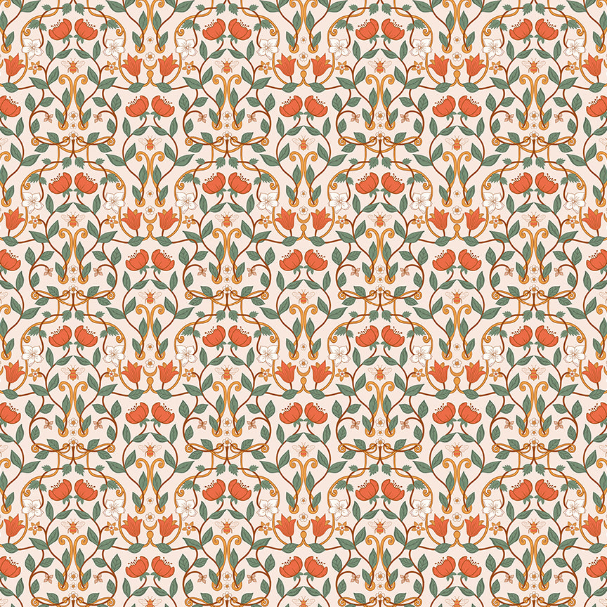 seamless-pastel retro style hand drawn floral pattern high-detailed flower