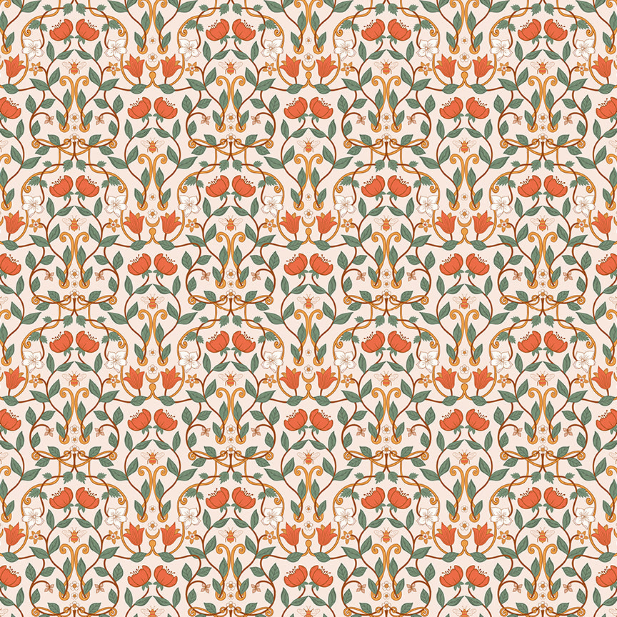 seamless-pastel retro style hand drawn floral pattern high-detailed flower