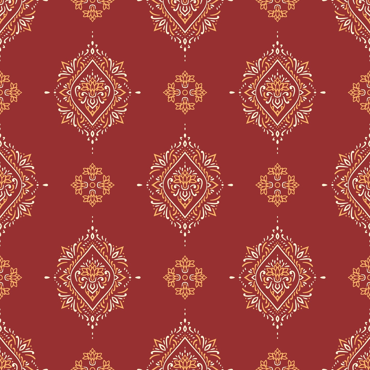 Seamless red pattern ornament damask wallpaper for wall