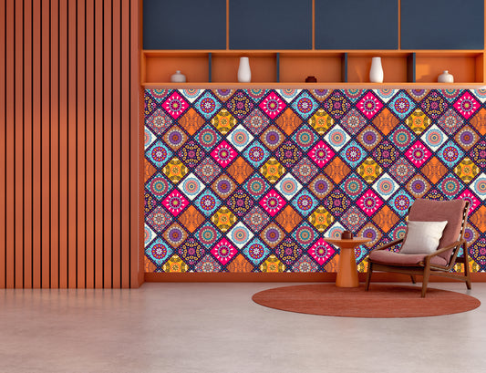 Diagonal background with mandalas wallpaper for wall