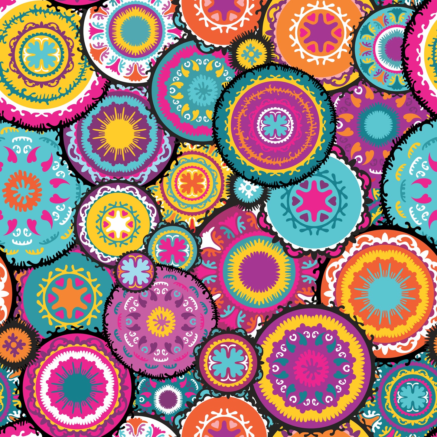 Colorful eastern seamless pattern with circles shapes