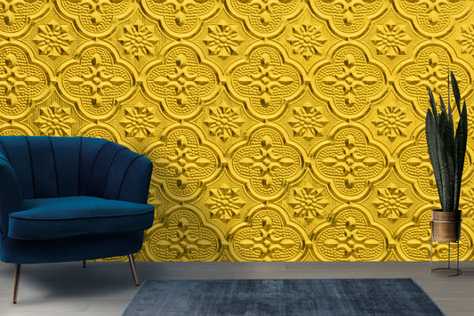 Luxury gold window glass pattern wallpaper for wall
