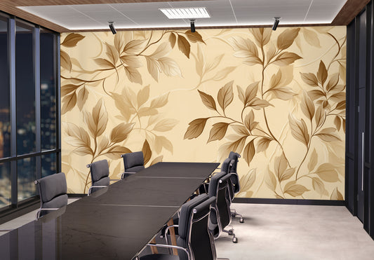 Brown Designer Leaf Pattern wallpaper for wall