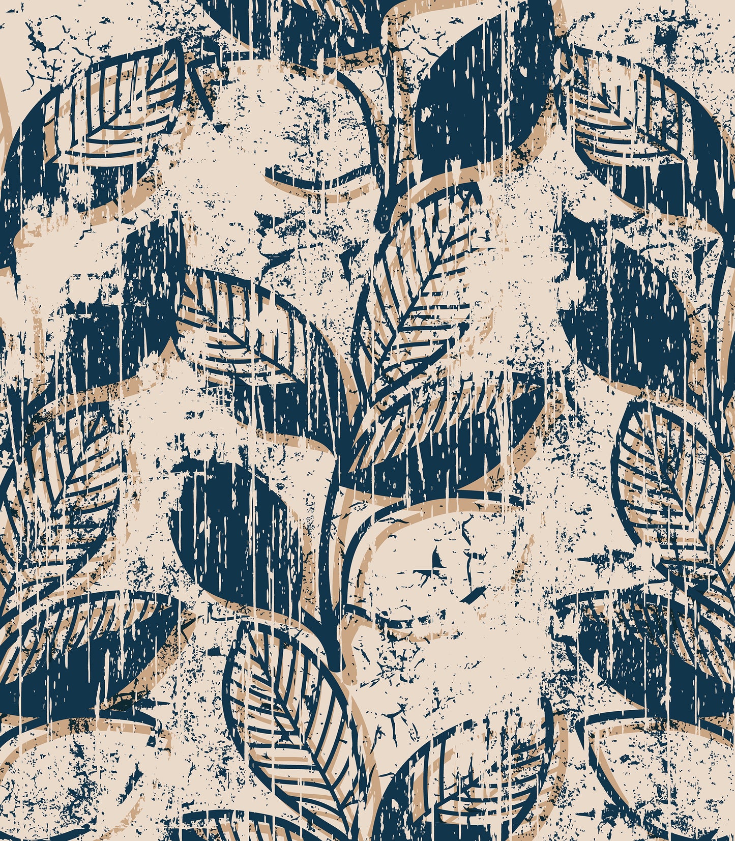 twigs with leaves vintage pattern grunge style