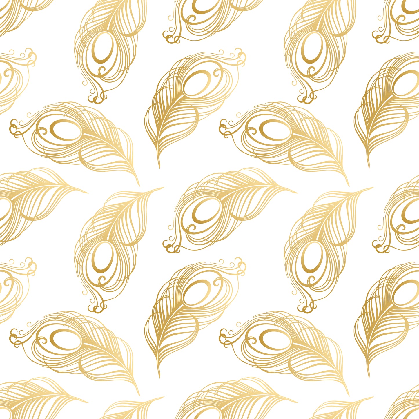seamless pattern golden peacock feathers white wallpaper print textile