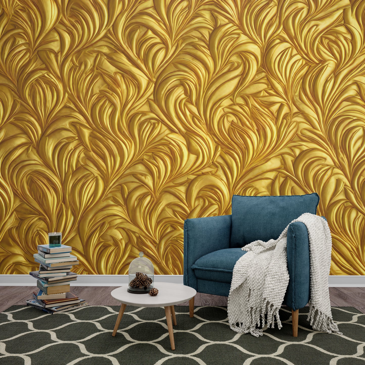 Golden pattern wallpaper for wall