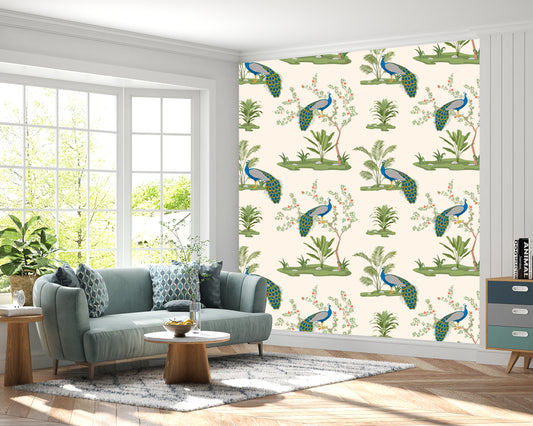 exotic chinoiserie peacock seamless pattern