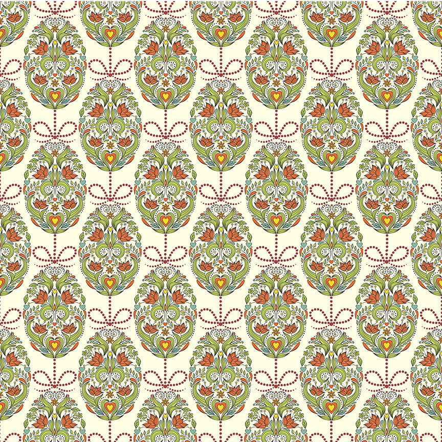 seamless pattern with floral easter eggs