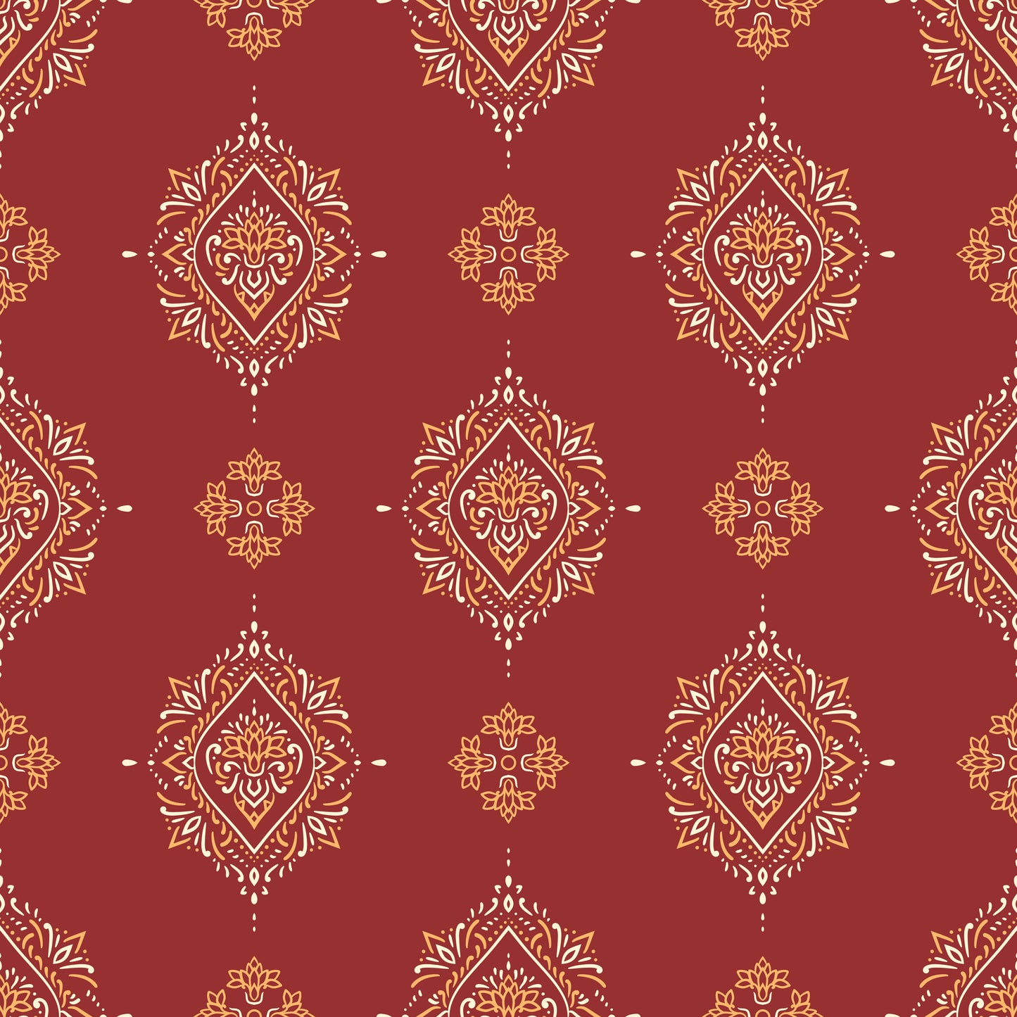 Seamless red pattern ornament damask wallpaper for wall