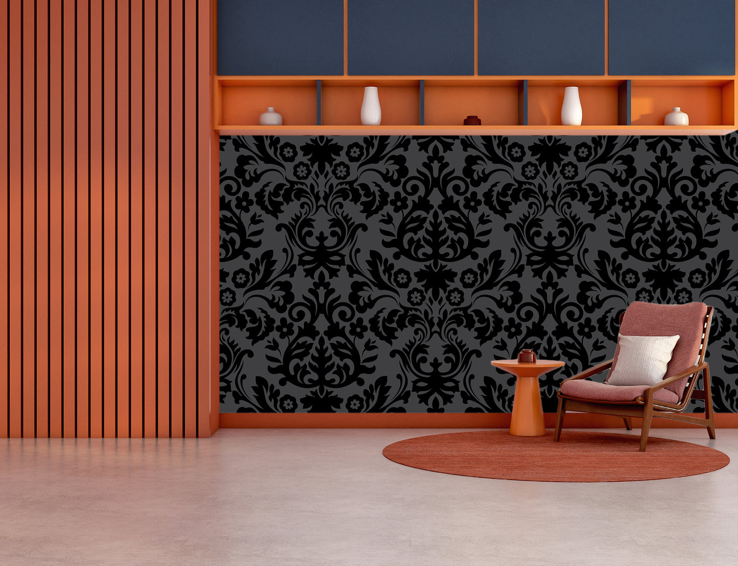Black pattern barocco wallpaper for wall