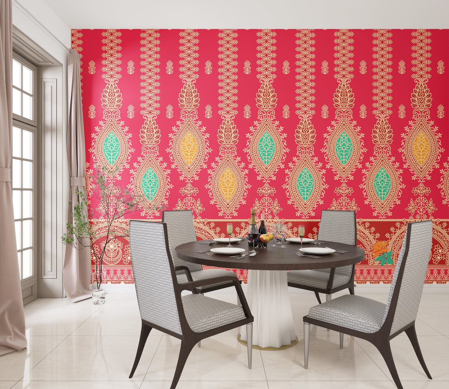 Digital textile design ornament pattern wallpaper for wall